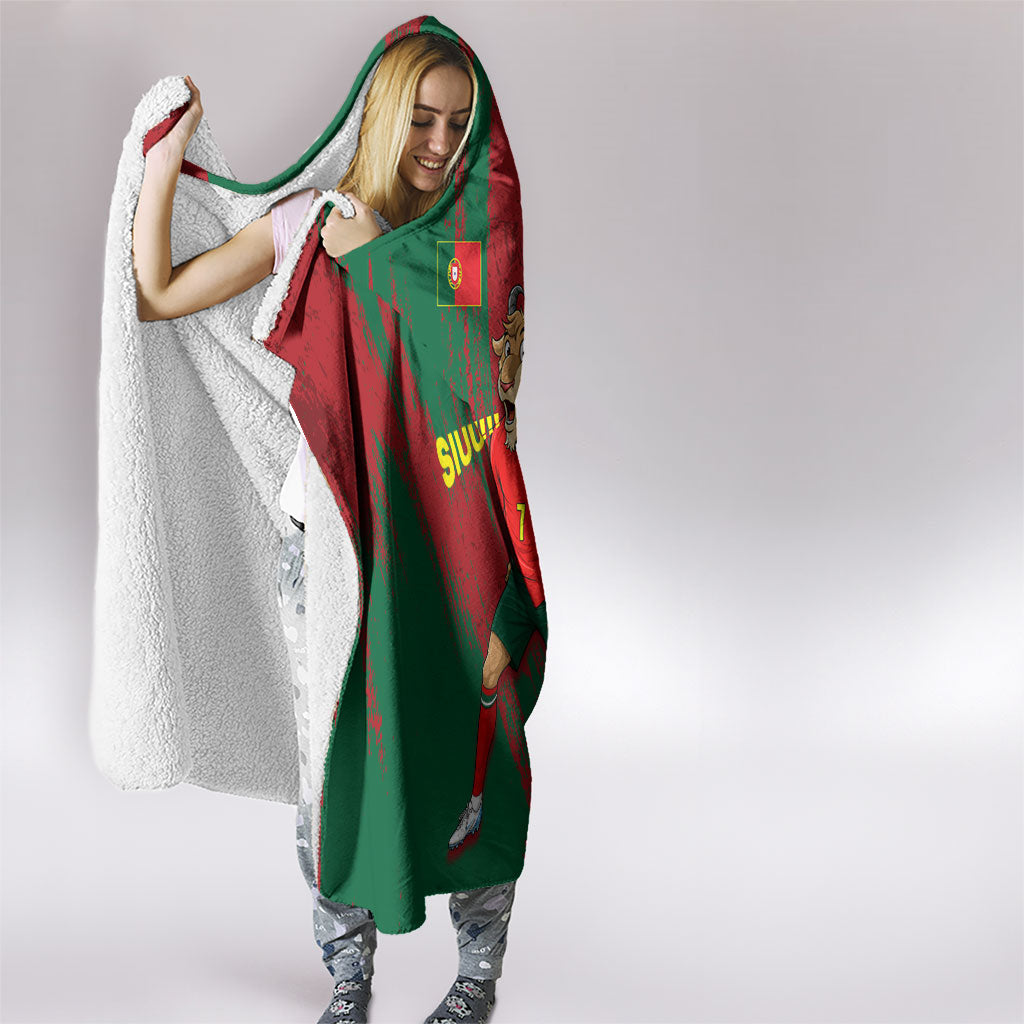 Portugal Football Hooded Blanket Goat Number 7 Greatest Of All Time Abstract Grunge