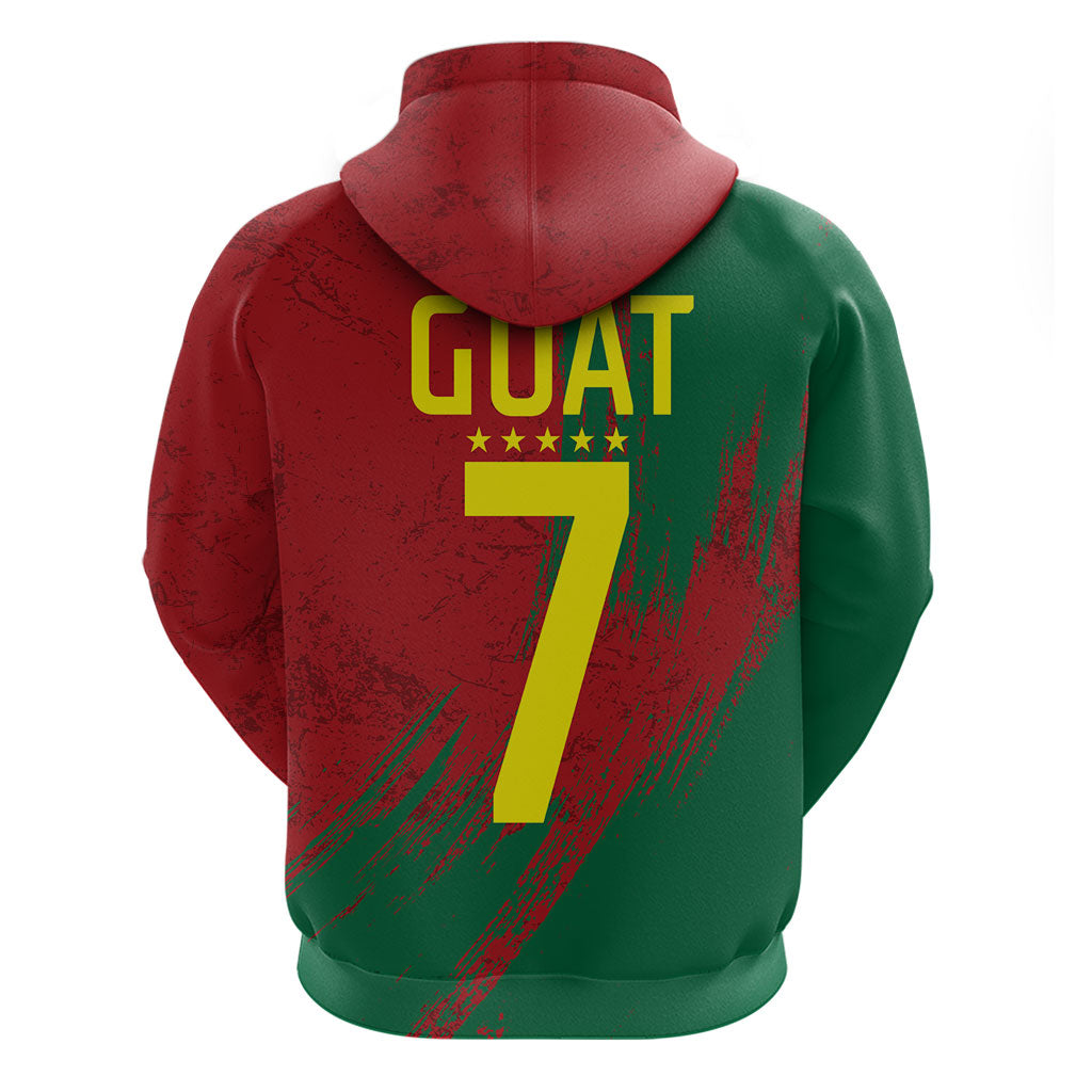Portugal Football Hoodie Goat Number 7 Greatest Of All Time Abstract Grunge
