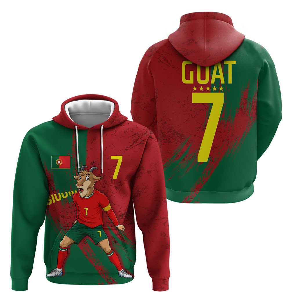 Portugal Football Hoodie Goat Number 7 Greatest Of All Time Abstract Grunge