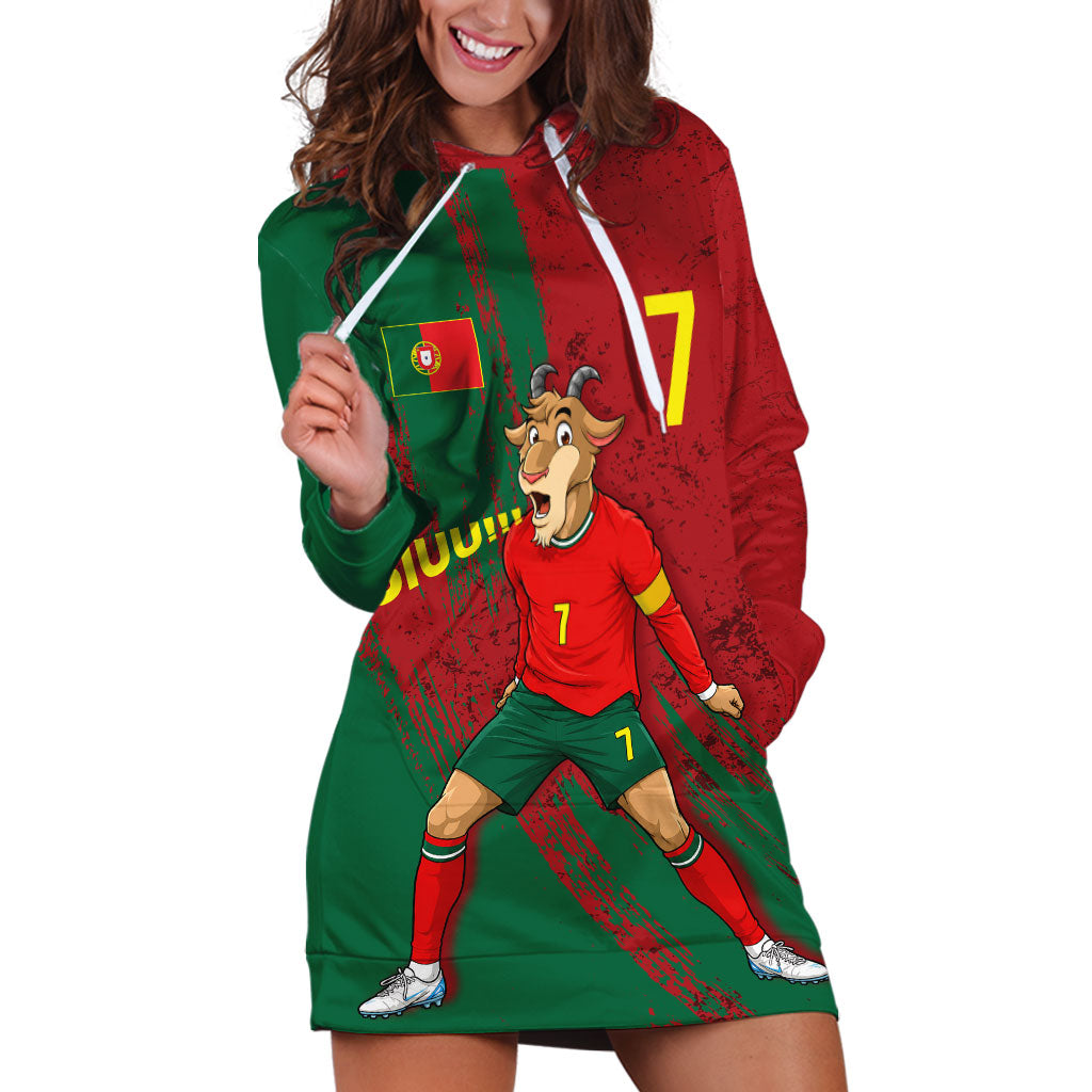 Portugal Football Hoodie Dress Goat Number 7 Greatest Of All Time Abstract Grunge
