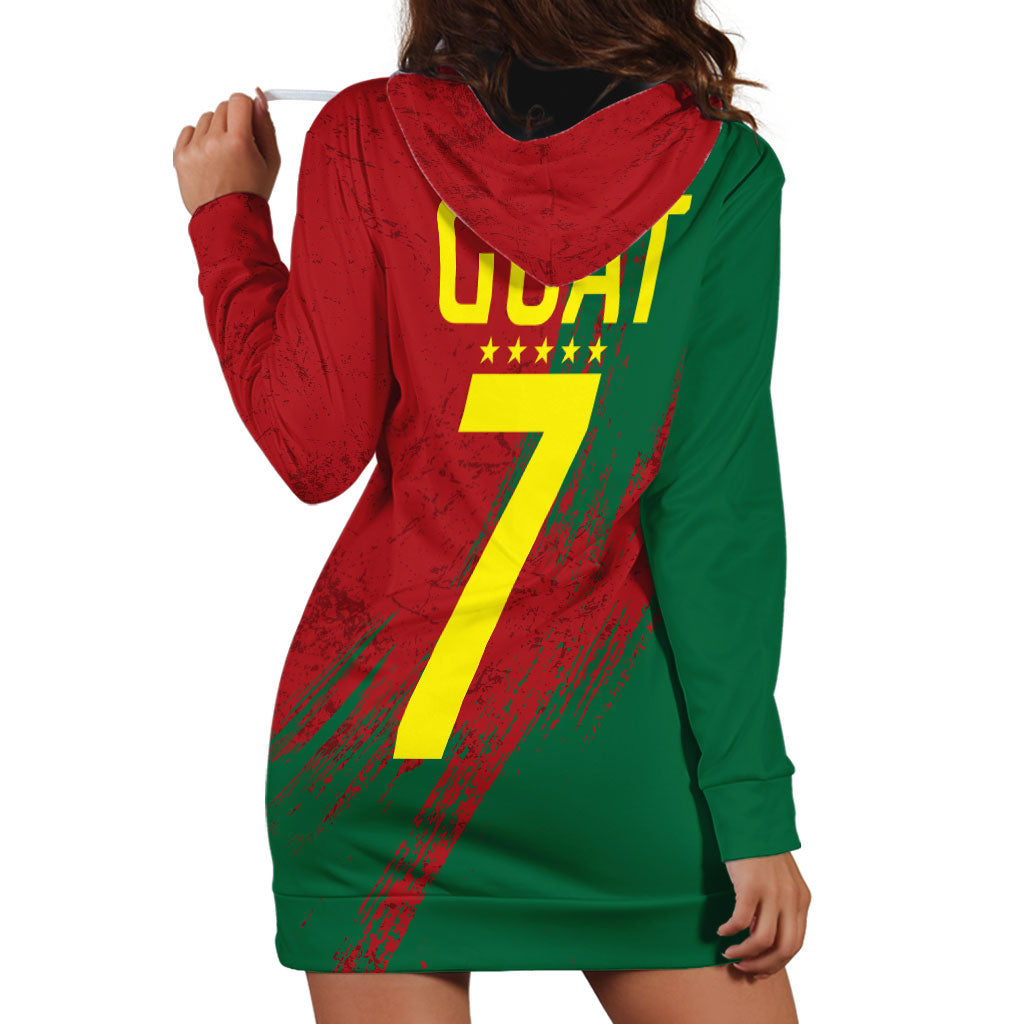 Portugal Football Hoodie Dress Goat Number 7 Greatest Of All Time Abstract Grunge