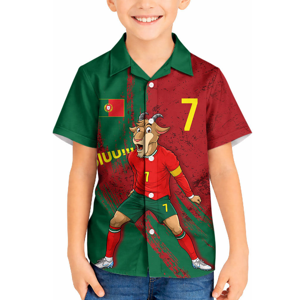 Portugal Football Kid Hawaiian Shirt Goat Number 7 Greatest Of All Time Abstract Grunge