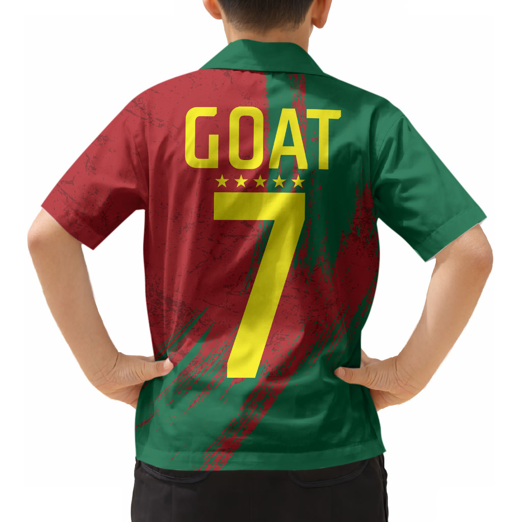 Portugal Football Kid Hawaiian Shirt Goat Number 7 Greatest Of All Time Abstract Grunge