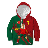 Portugal Football Kid Hoodie Goat Number 7 Greatest Of All Time Abstract Grunge