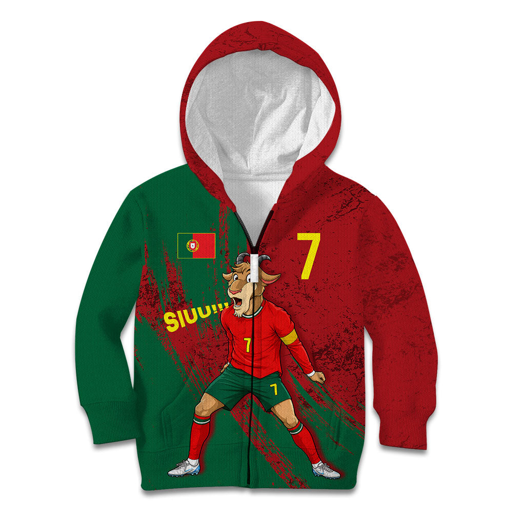Portugal Football Kid Hoodie Goat Number 7 Greatest Of All Time Abstract Grunge