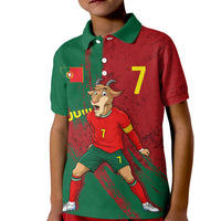 Portugal Football Kid Polo Shirt Goat Number 7 Greatest Of All Time Abstract Grunge