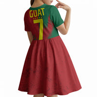 Portugal Football Kid Short Sleeve Dress Goat Number 7 Greatest Of All Time Abstract Grunge