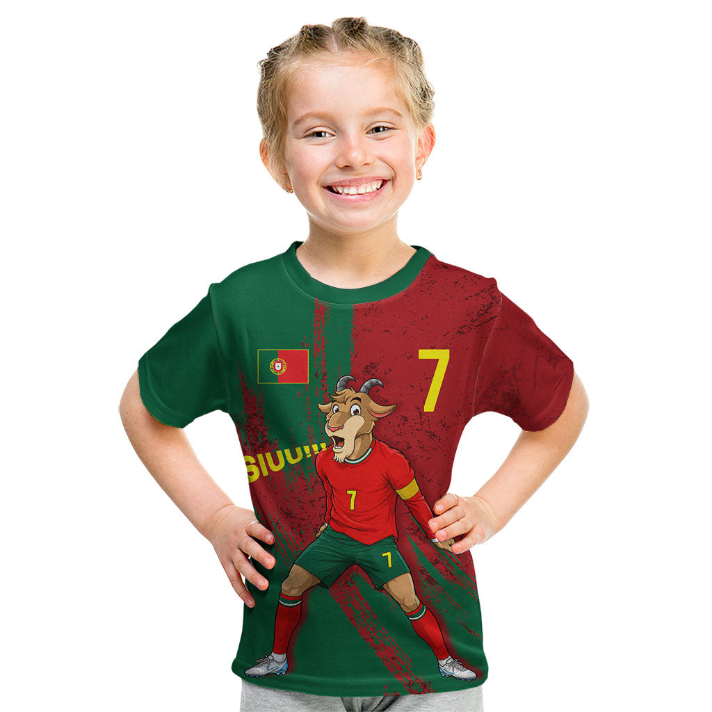 Portugal Football Kid T Shirt Goat Number 7 Greatest Of All Time Abstract Grunge