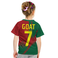 Portugal Football Kid T Shirt Goat Number 7 Greatest Of All Time Abstract Grunge