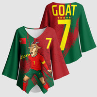 Portugal Football Kimono Sleeve Blouse Goat Number 7 Greatest Of All Time Abstract Grunge
