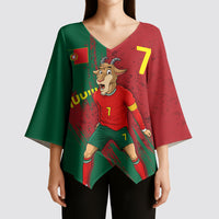 Portugal Football Kimono Sleeve Blouse Goat Number 7 Greatest Of All Time Abstract Grunge