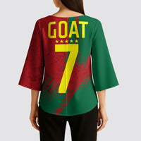 Portugal Football Kimono Sleeve Blouse Goat Number 7 Greatest Of All Time Abstract Grunge