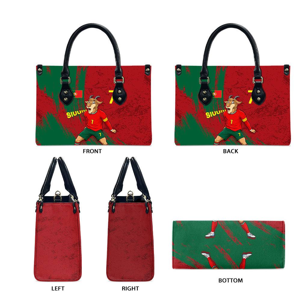 Portugal Football Leather Bag Goat Number 7 Greatest Of All Time Abstract Grunge