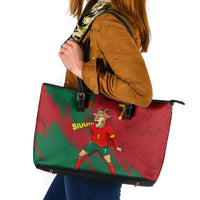 Portugal Football Leather Tote Bag Goat Number 7 Greatest Of All Time Abstract Grunge