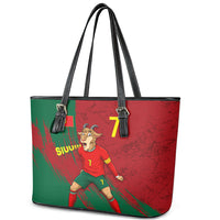 Portugal Football Leather Tote Bag Goat Number 7 Greatest Of All Time Abstract Grunge