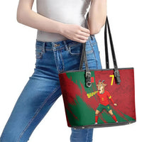 Portugal Football Leather Tote Bag Goat Number 7 Greatest Of All Time Abstract Grunge