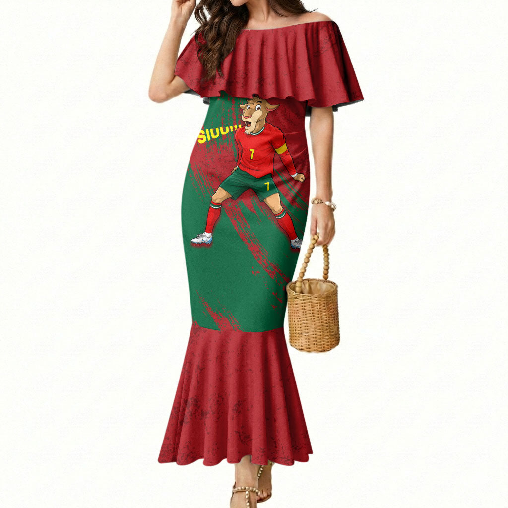Portugal Football Mermaid Dress Goat Number 7 Greatest Of All Time Abstract Grunge