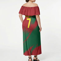 Portugal Football Off Shoulder Maxi Dress Goat Number 7 Greatest Of All Time Abstract Grunge