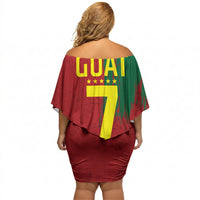 Portugal Football Off Shoulder Short Dress Goat Number 7 Greatest Of All Time Abstract Grunge