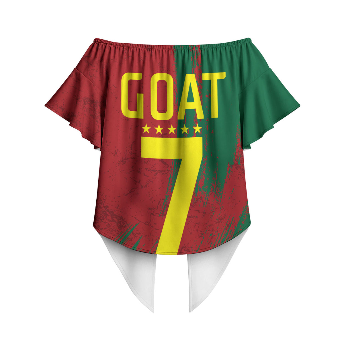 Portugal Football Off Shoulder Wrap Waist Top Goat Number 7 Greatest Of All Time Abstract Grunge