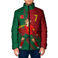 Portugal Football Padded Jacket Goat Number 7 Greatest Of All Time Abstract Grunge