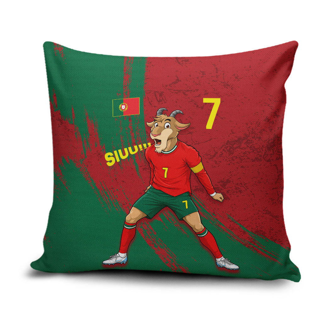Portugal Football Pillow Cover Goat Number 7 Greatest Of All Time Abstract Grunge