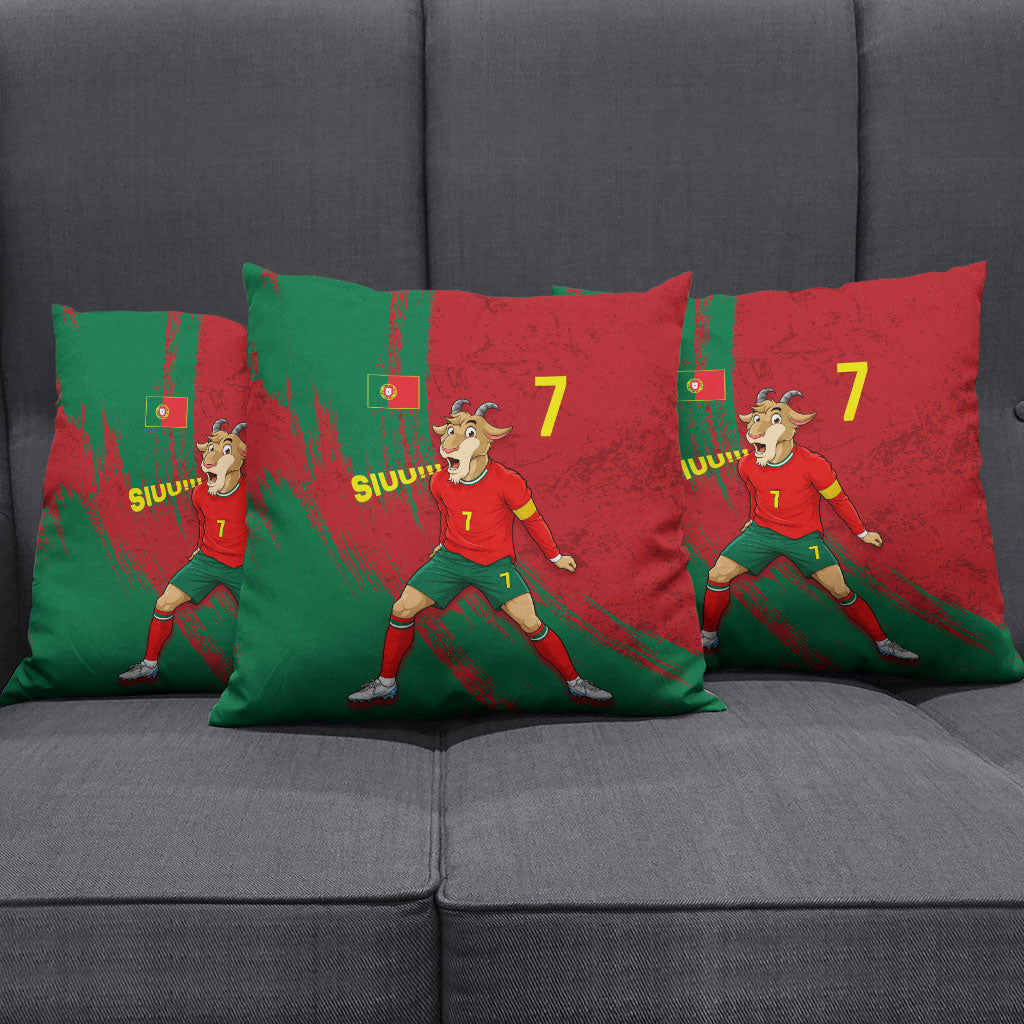 Portugal Football Pillow Cover Goat Number 7 Greatest Of All Time Abstract Grunge