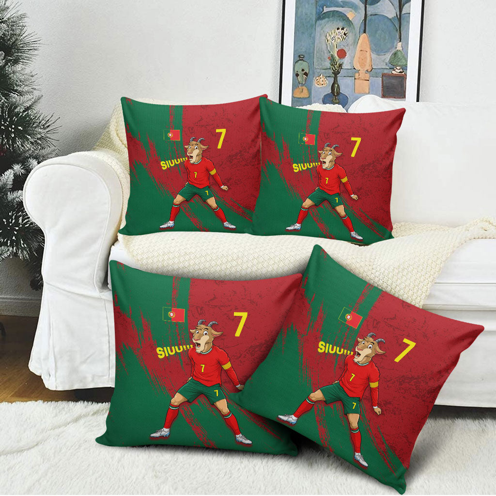 Portugal Football Pillow Cover Goat Number 7 Greatest Of All Time Abstract Grunge