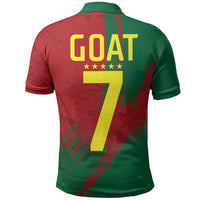 Portugal Football Polo Shirt Goat Number 7 Greatest Of All Time Abstract Grunge