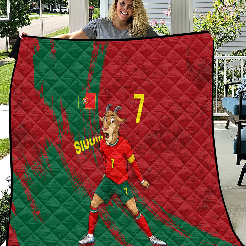 Portugal Football Quilt Goat Number 7 Greatest Of All Time Abstract Grunge