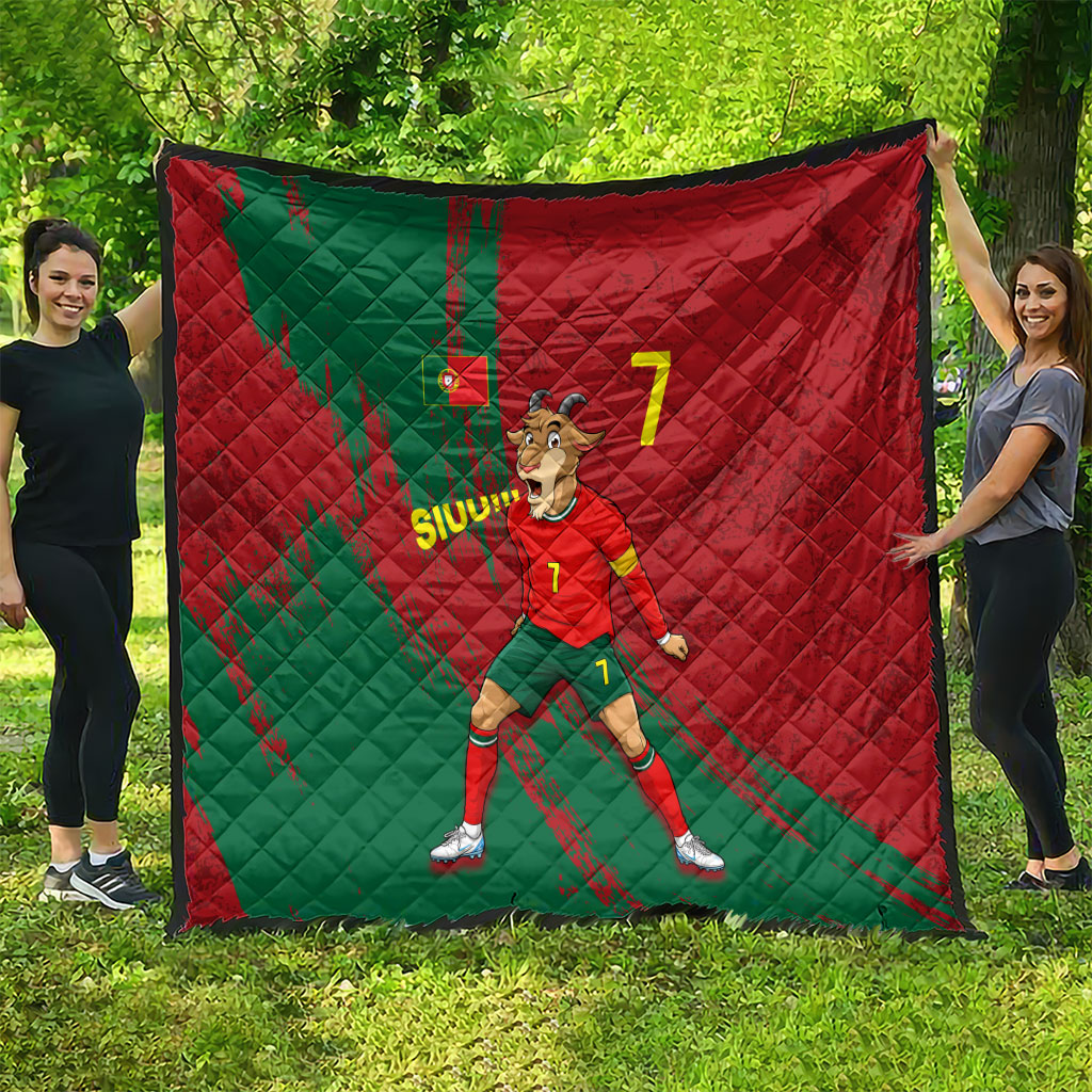 Portugal Football Quilt Goat Number 7 Greatest Of All Time Abstract Grunge