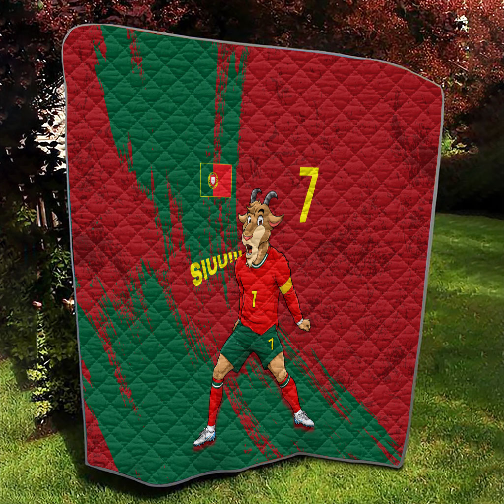 Portugal Football Quilt Goat Number 7 Greatest Of All Time Abstract Grunge