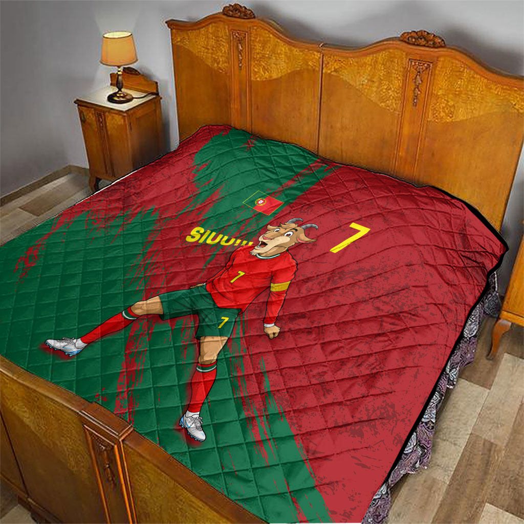 Portugal Football Quilt Goat Number 7 Greatest Of All Time Abstract Grunge