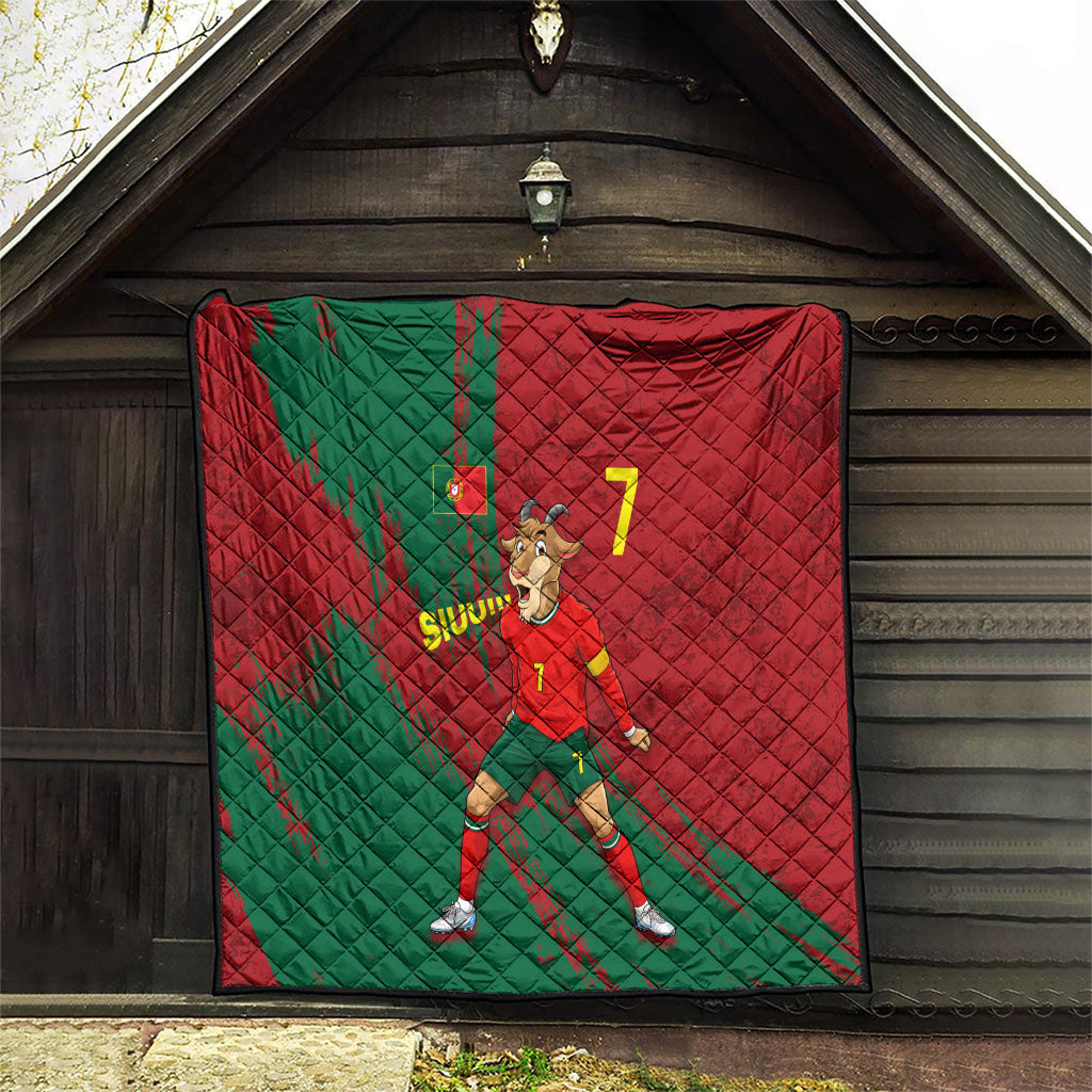 Portugal Football Quilt Goat Number 7 Greatest Of All Time Abstract Grunge