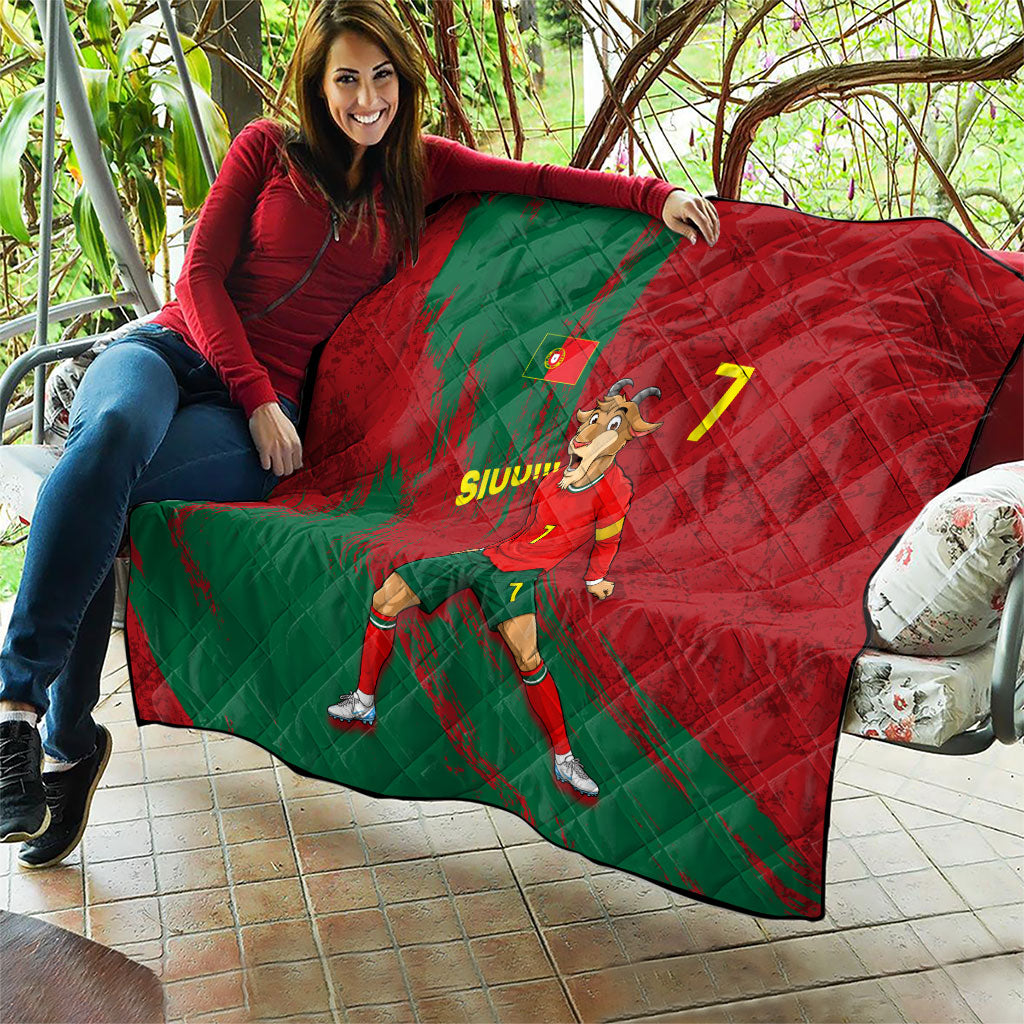 Portugal Football Quilt Goat Number 7 Greatest Of All Time Abstract Grunge