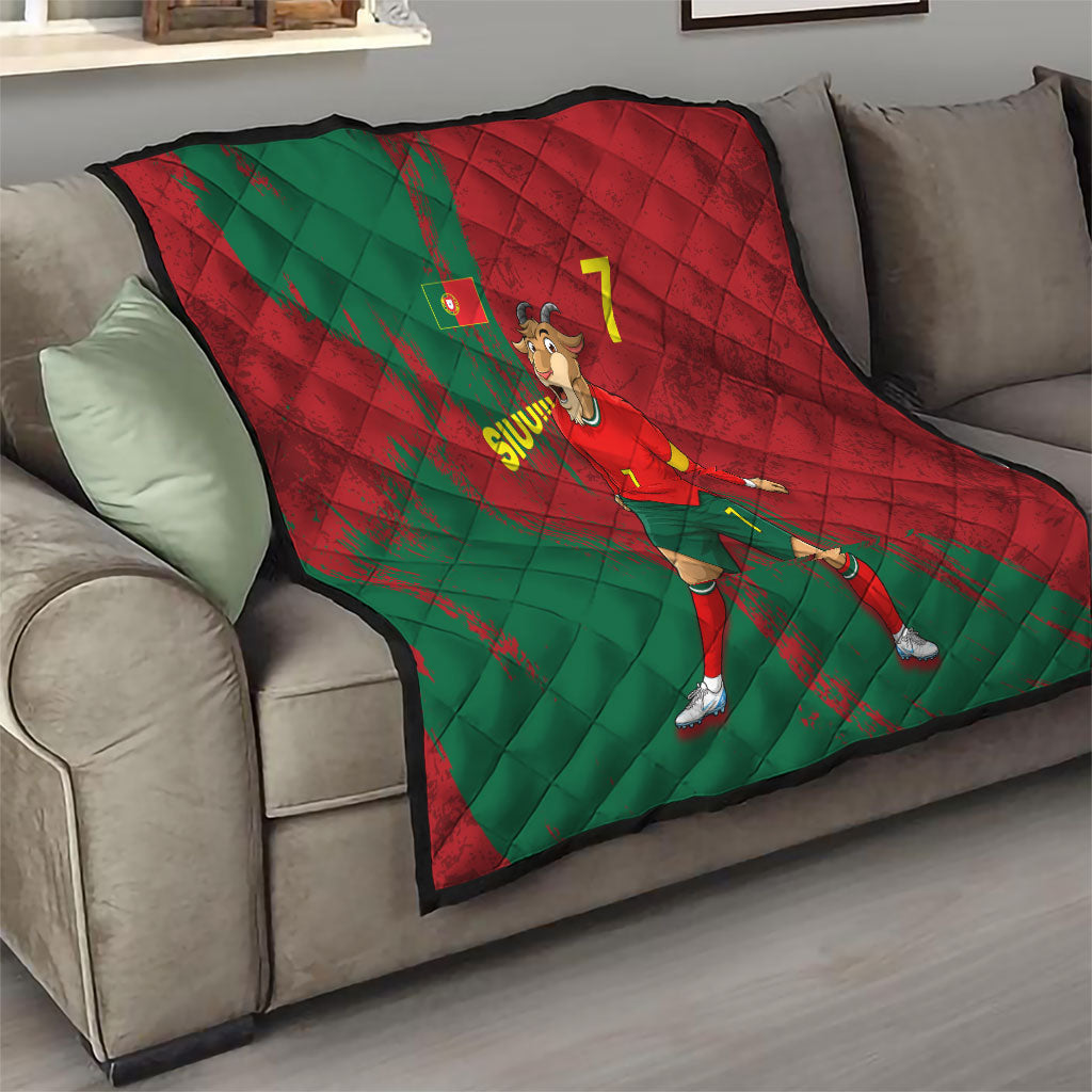 Portugal Football Quilt Goat Number 7 Greatest Of All Time Abstract Grunge