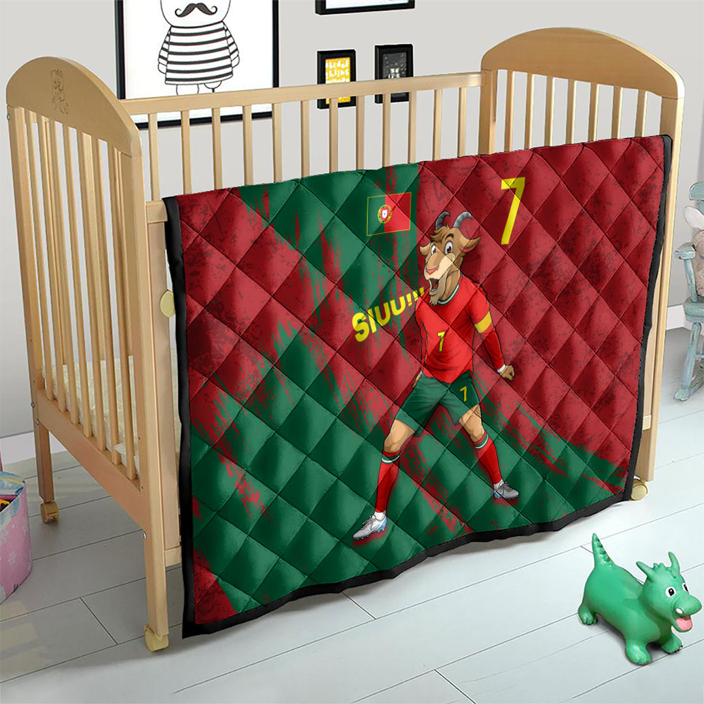 Portugal Football Quilt Goat Number 7 Greatest Of All Time Abstract Grunge