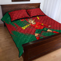 Portugal Football Quilt Bed Set Goat Number 7 Greatest Of All Time Abstract Grunge