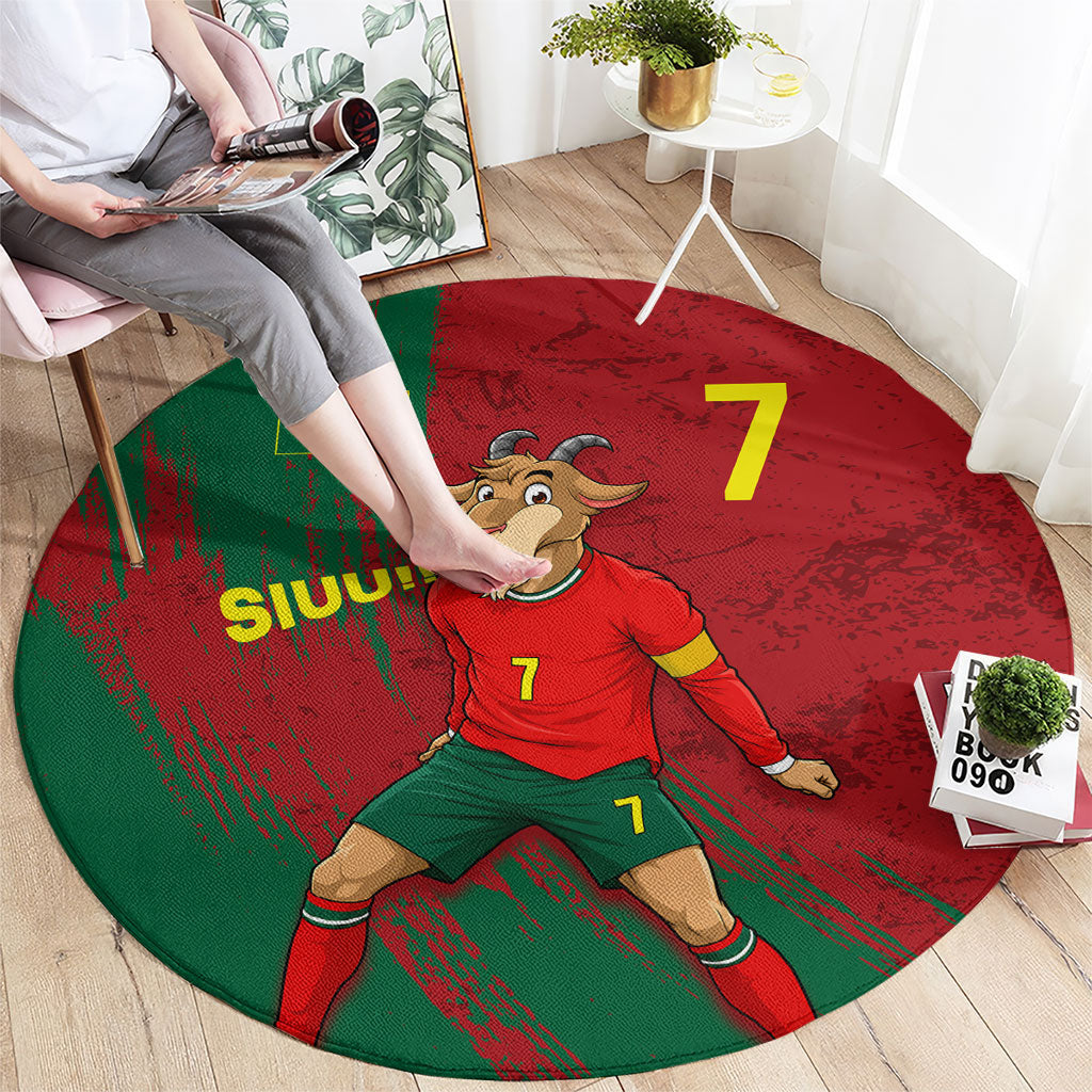 Portugal Football Round Carpet Goat Number 7 Greatest Of All Time Abstract Grunge