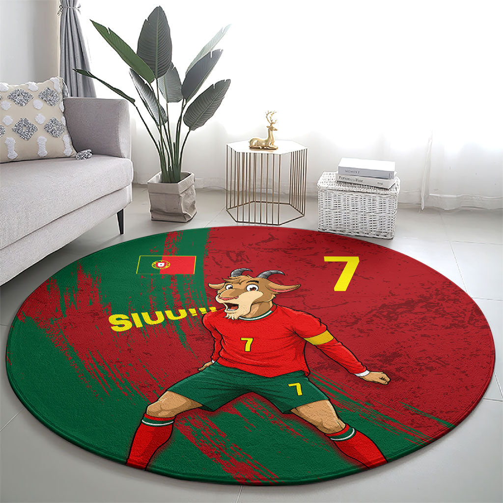Portugal Football Round Carpet Goat Number 7 Greatest Of All Time Abstract Grunge