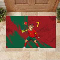 Portugal Football Rubber Doormat Goat Number 7 Greatest Of All Time Abstract Grunge