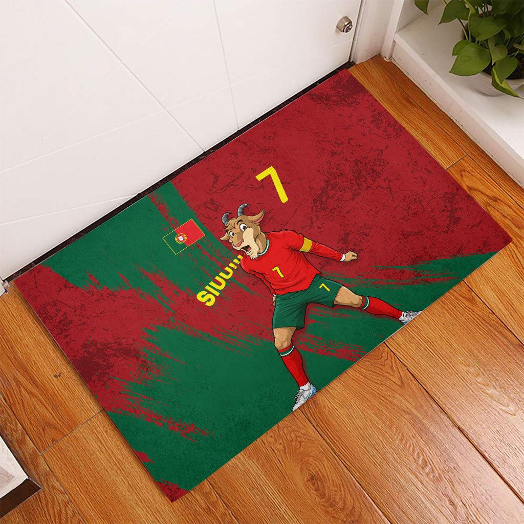 Portugal Football Rubber Doormat Goat Number 7 Greatest Of All Time Abstract Grunge