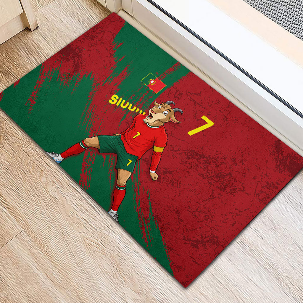 Portugal Football Rubber Doormat Goat Number 7 Greatest Of All Time Abstract Grunge