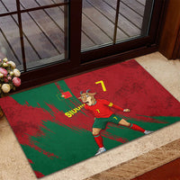 Portugal Football Rubber Doormat Goat Number 7 Greatest Of All Time Abstract Grunge