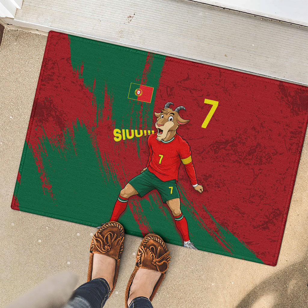 Portugal Football Rubber Doormat Goat Number 7 Greatest Of All Time Abstract Grunge