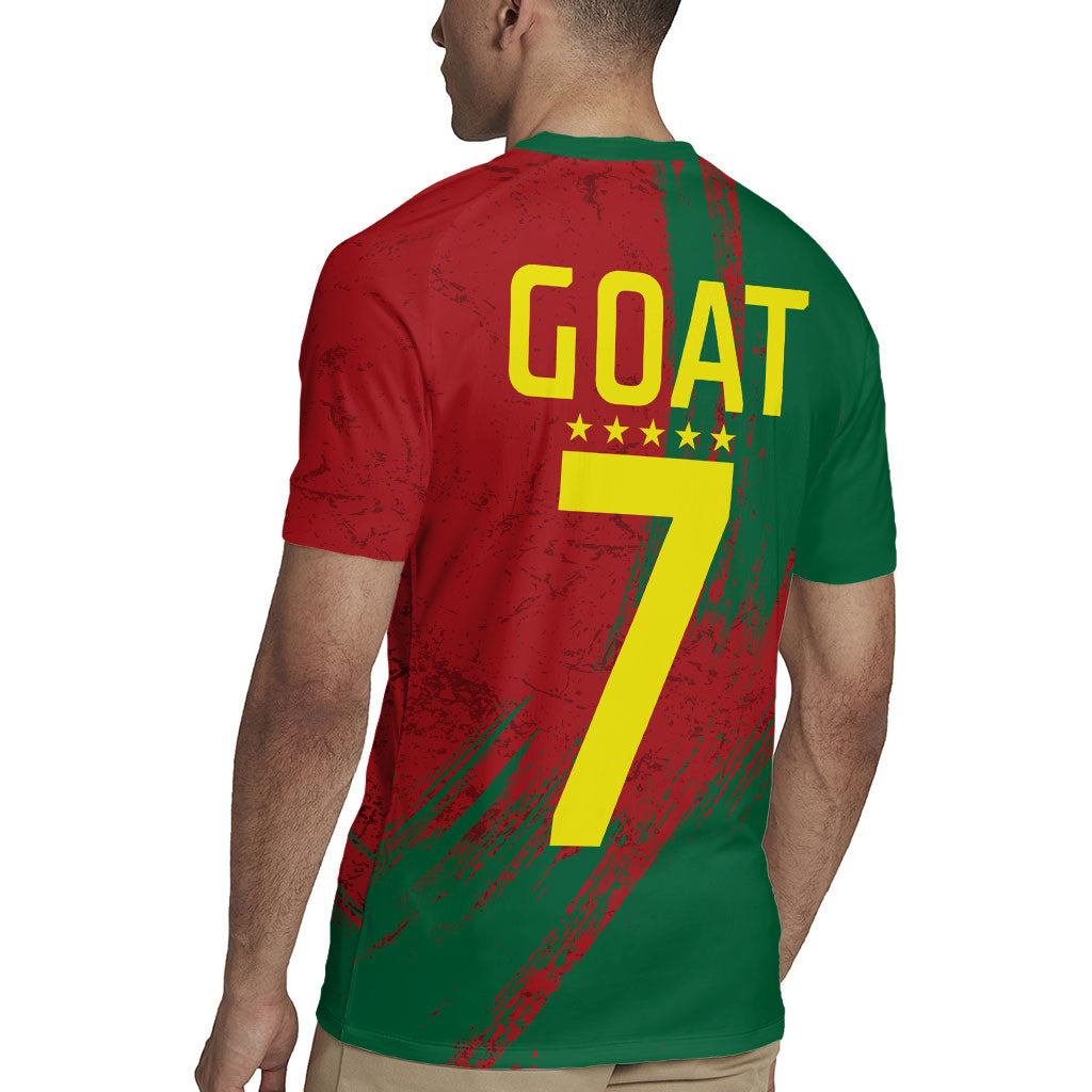 Portugal Football Rugby Jersey Goat Number 7 Greatest Of All Time Abstract Grunge