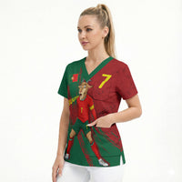 Portugal Football Scrub Top Goat Number 7 Greatest Of All Time Abstract Grunge