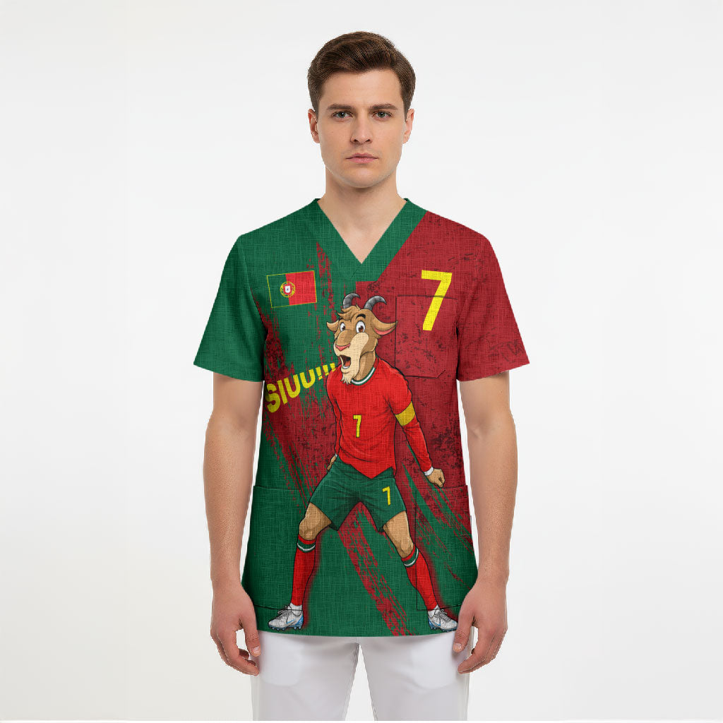Portugal Football Scrub Top Goat Number 7 Greatest Of All Time Abstract Grunge