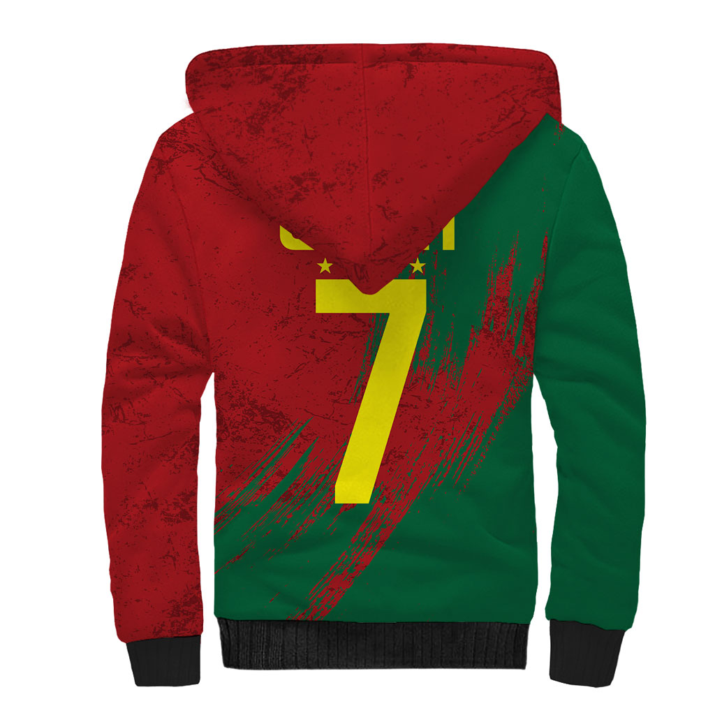 Portugal Football Sherpa Hoodie Goat Number 7 Greatest Of All Time Abstract Grunge