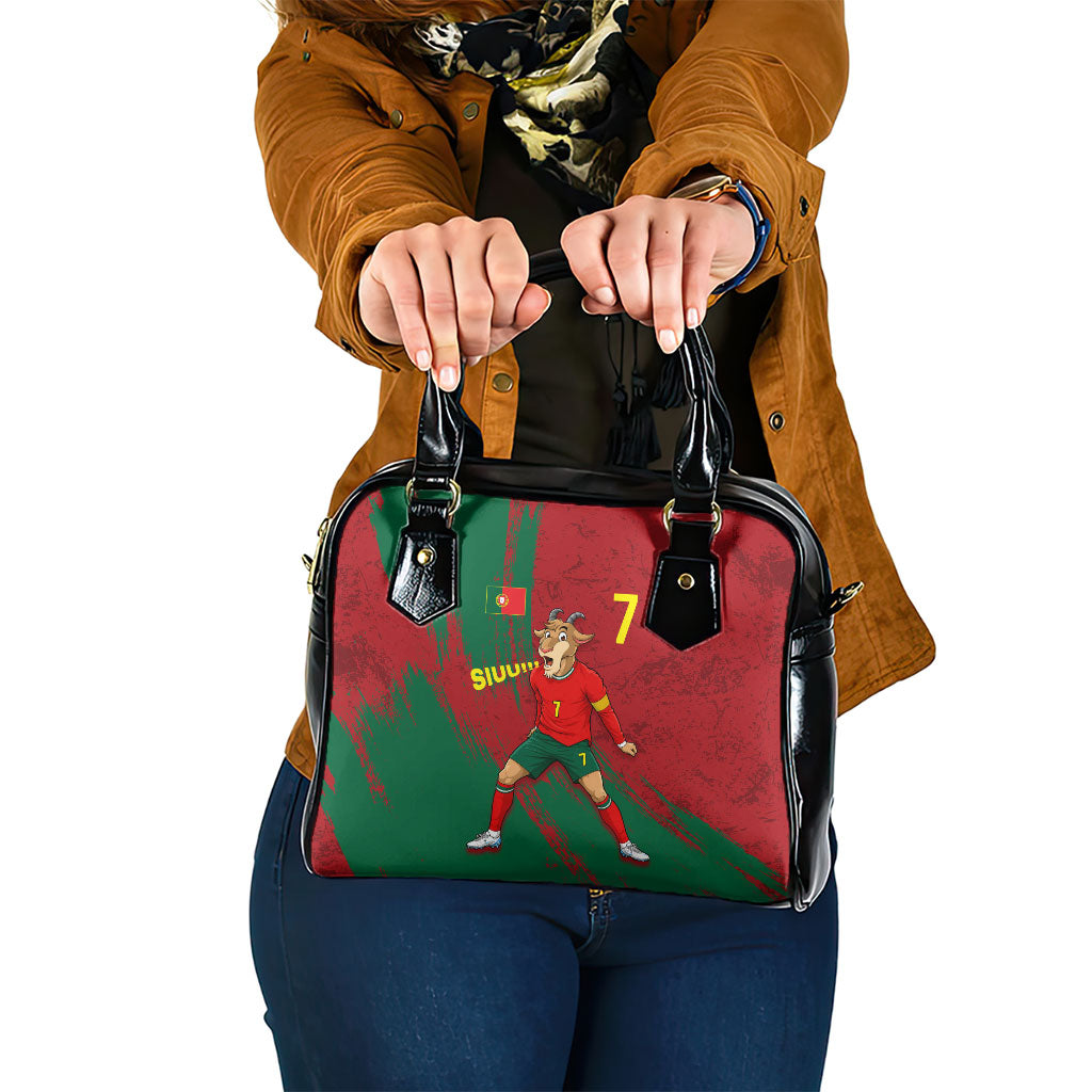 Portugal Football Shoulder Handbag Goat Number 7 Greatest Of All Time Abstract Grunge